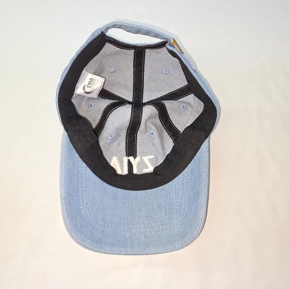 Zyia Active Baseball Cap Womens Light Blue Denim Embroidered Dad Hat Adjustable